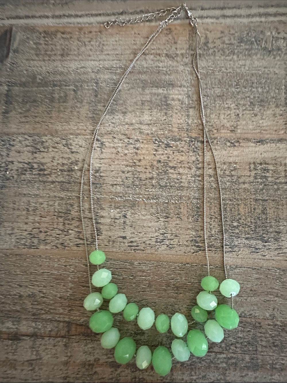Green Faceted Bead Double Strand Necklace